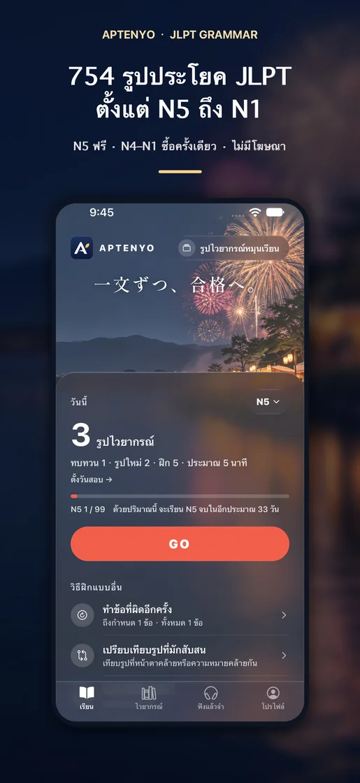 ไวยากรณ์ JLPT N5–N1