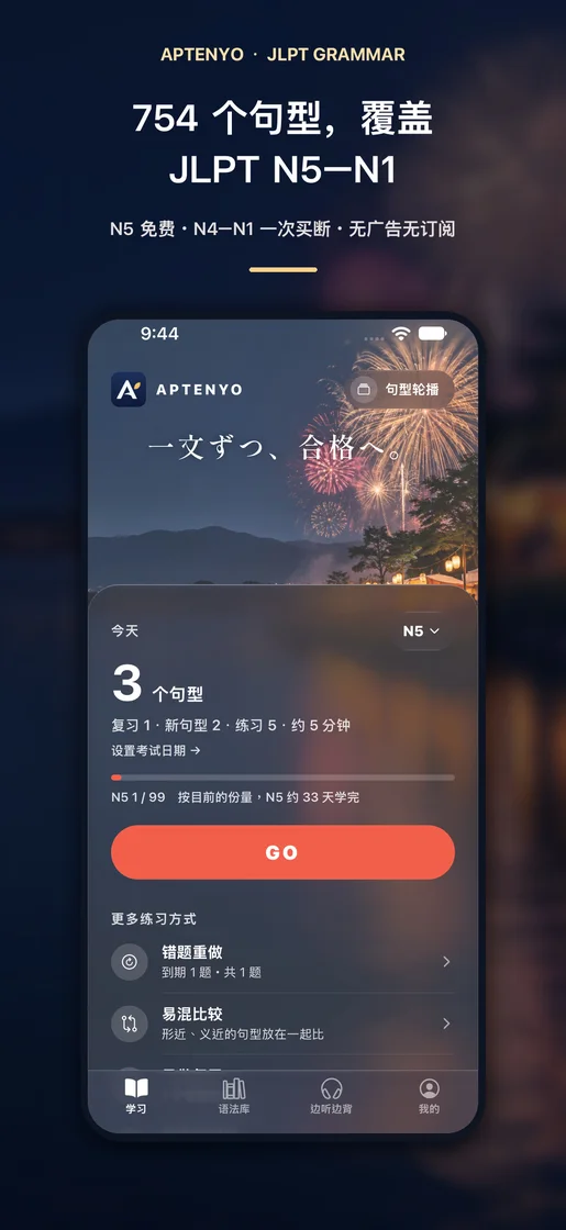 JLPT 日语语法 N5–N1